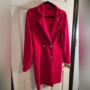 Boohoo Double Breasted Blazer Dress Size 10 Red